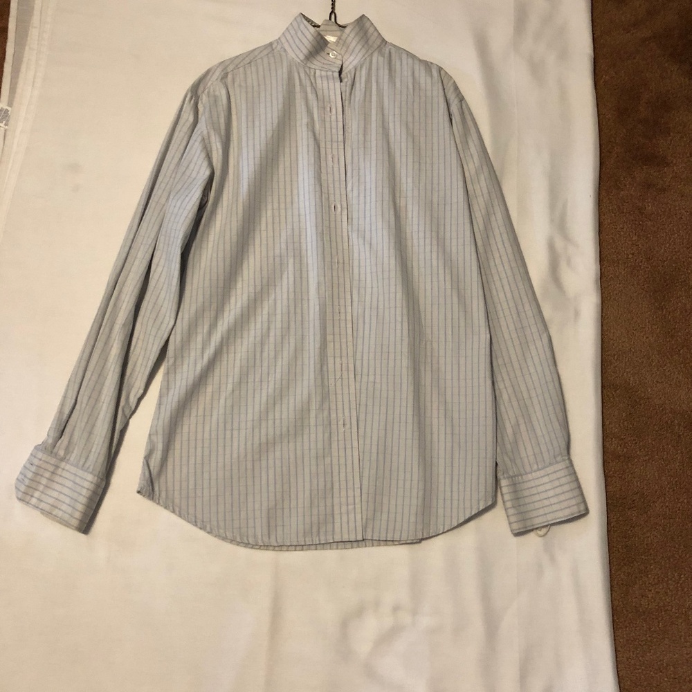 Pale Horse Design Shirt White and Blue Checked 8 1281-19